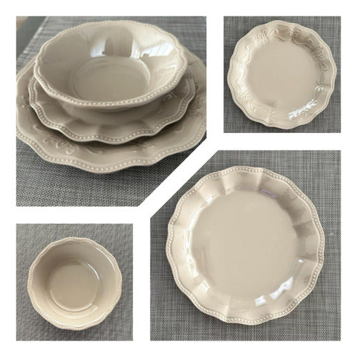 Plastic Ware Beige Niza Melamine Dinnerware Set, 18 Pieces for 6 People 0