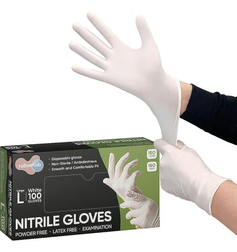 Rubberlab Nitrile Gloves Medical Examination, Large 0