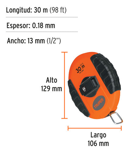 Cinta Metrica Larga De 30 Metros Truper Pro-30me 20901 3