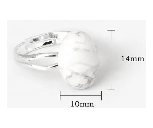 Burdah Natural Stone Howlite White Marble Women’s Ring 1