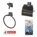 3-Piece Black Accessories Kit - Towel Holder + Hook + Roll Holder 1
