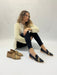 Classic Comfortable Black Beige Print Flat Moccasin for Women 5