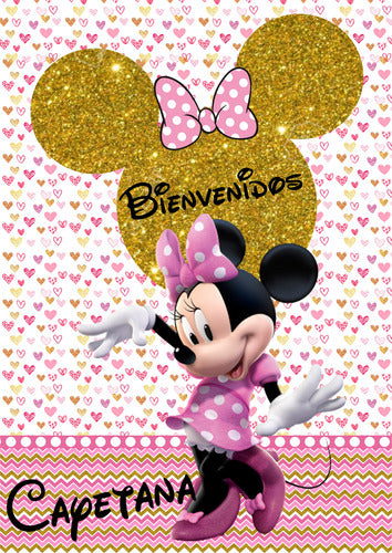 Diseño Kit de Cumpleaños Minnie Dorada Kit Impreso Personalizado P/15 Niños 6