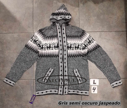 Handmade Alpaca Wool Hooded Sweater Jacket L (Large) 4
