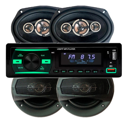 Xline Bluetooth USB Stereo + 6 Inch Speakers + 6x9 Car Audio 1