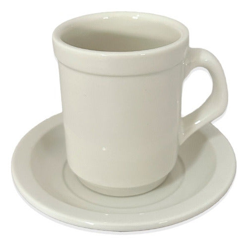 Rupor Srl X4 Set Taza Jarrito Cafe Y Plato Porcelana Blanco Desayuno 0