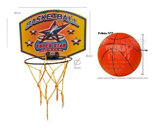 2 Aros De Basquet Tablero Madera Pared Con Pelota Basket 1