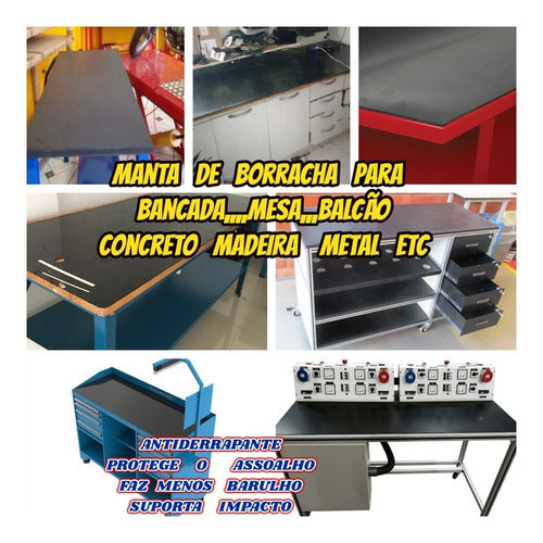 Manta De Borracha 3mm Para Bancada Mesa Balcão 3.50x0.50mts 1