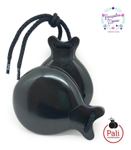 Pali Castanets Double Resonance Black Fiber with Case 2