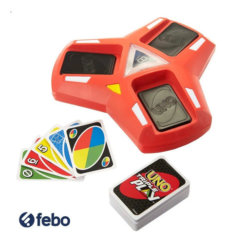 Juego De Cartas Uno Mattel Triple Play Con Temporizador Febo 1