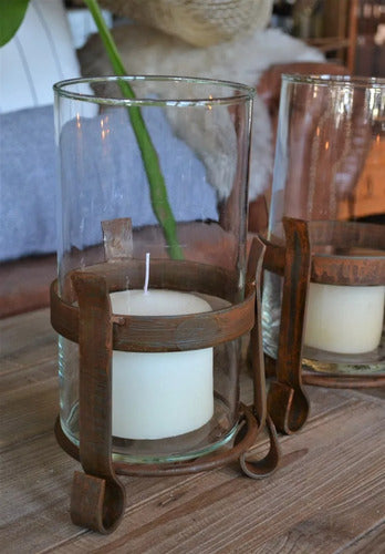 Cylindrical Iron Candle Holder with Glass Vase 4