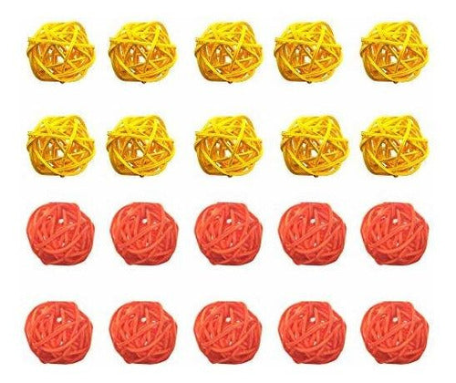 Simoutal Decorative Rattan Balls 4cm X 20pcs. Yellow Orange 0