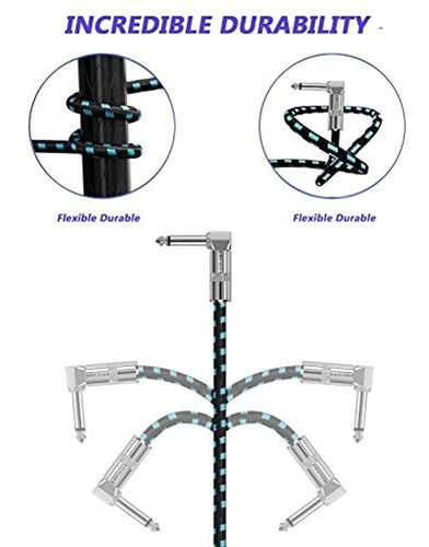 Cables De Conexión De Guitarra, Bardestu 2 Pack 6 Inch 1/4 R 2