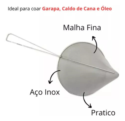 Coador Para Caldo De Cana Garapa E Óleo Tamanho Grande Inox 2