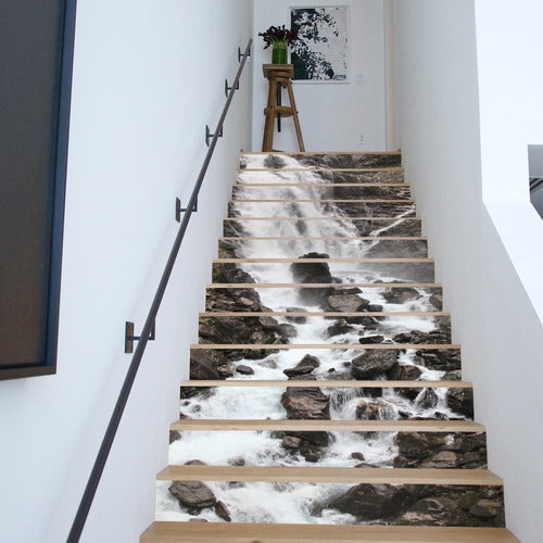 Vinilo Decorativo Pared Diseño Montaña Escalera De Agua 0