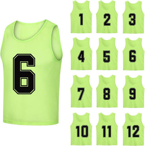 Conjunto De 12 Pinnies Numerados, Talla M, Verde Neón 0