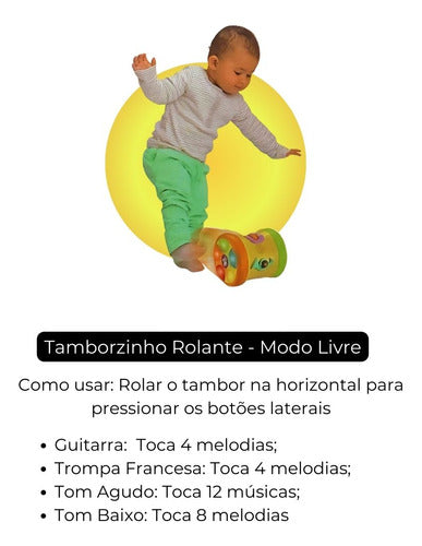 Brinquedo Tamborzinho Looney Tunes Baby - Som E Luz 7