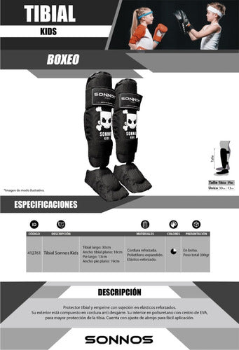 Sonnos Kids Tibial Protectors for Boxing, Kickboxing, MMA 1