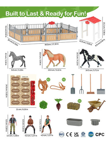 Establo De Caballos Con 3 Caballos Y 2 Jinetes Para Niños 5