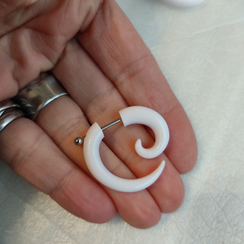 Acrylic Steel Spiral Fake Expander Horn Earrings Piercing 3-4 cm 127