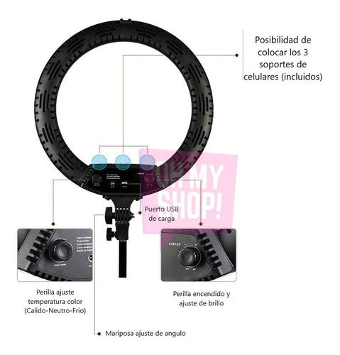 OMS 45" Dual Tripod LED Light Ring with Remote Control 2