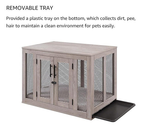 Unipaws Stylish Dog Cage Furniture with Cushion and Tray 2