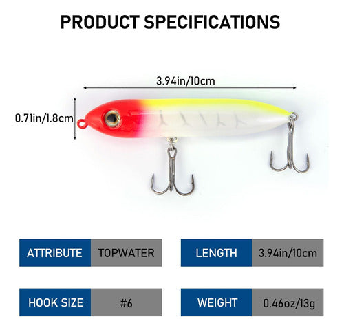 Alwonder Topwater - Fishing Lures Bait Set of 5 Units with Triple Hook 1