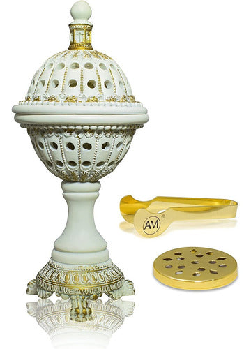 A&M Am Luxury Globe Incense Burner - Bakhoor Insence Holder | Insencents Resin Burners | Frankincense Charcoal Burner | Mabkhara | For Office & Home Decor (white) 0