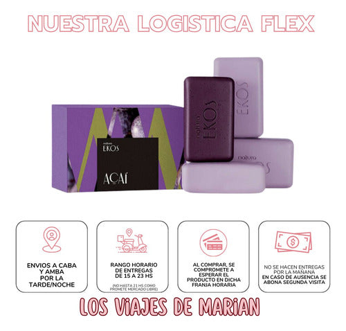 Caja Jabones Cremosos Y Exfoliante Acai Ekos Natura - Lvdm 2