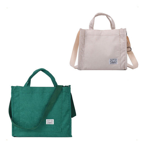 Set of 2 Small Women's Handbags Crossbody Shoulder Bag in Soft Corduroy Fabric 50