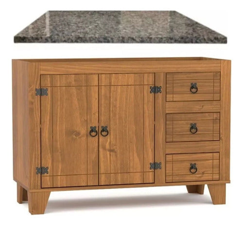 Kapan Under Counter + Wall Cabinet Wood + Left Grey Granite Sink 1