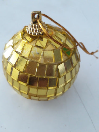 Set of 12 Mirrored Christmas Ornaments Gold Color 1