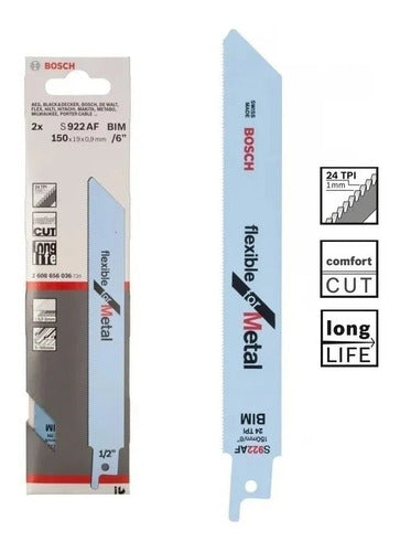 Bosch Flexible Metal Reciprocating Saw Blade S922AF (Pack of 2) 1