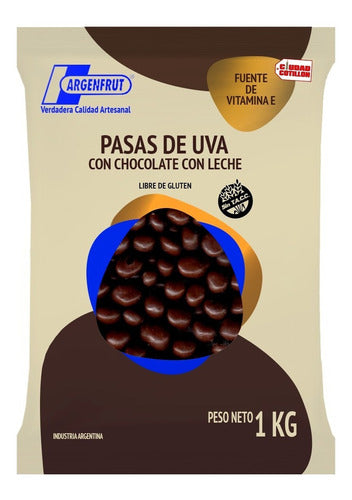 Raisins with Milk Chocolate 1kg by Argenfrut - Cotillón City 0
