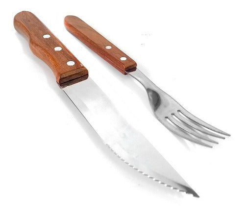 Burger Asado Knife and Fork Set with Wood Handle 0