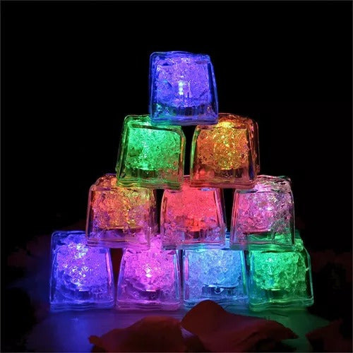 LED Ice Cubes x12 Bright Glowing Party Lights RGB Sensor Drinks Bar 8