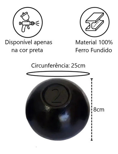 Bola De Arremesso Ferro Fundido Treinamento Funcional 2kg 1