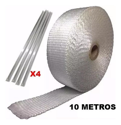 Fita Termotape Branca P/ Escapamento 10 Metros + 04 Zip Tie 2