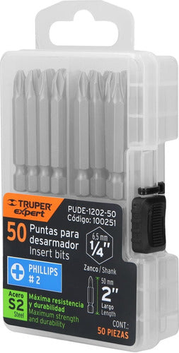 Truper 50 Phillips Screwdriver Bits PH2 Long 50mm 2'' 0