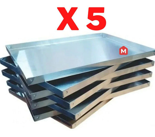 Set of 5 Aluminum Tray Plates 45x35x2 cm Bakery Oven 1