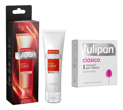 Tulipán Condom Pack with Warming Lubricant Gel 30ML 0