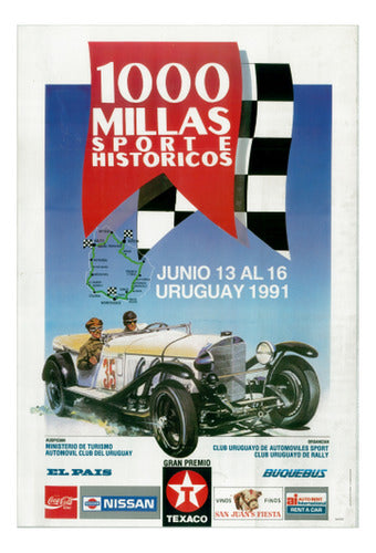 1000 Millas Sport E Históricos Uruguay 1991 Lámina 45x30 Cm 0