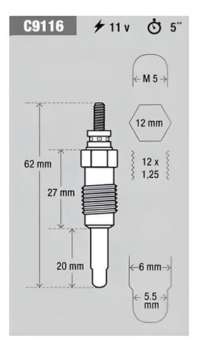 Kessel Glow Plug for VW Polo Gol 1.9 SD Diesel 2