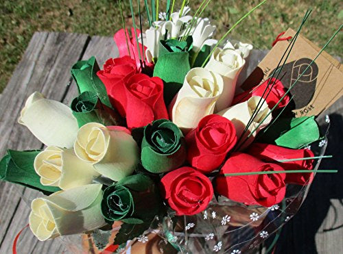 The Original Wooden Rose Christmas Flower Bouquet Closed Bud (2 Dozen) 1
