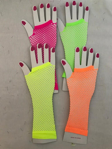 Gorcie 6 Fluorescent Net Gloves Shine With UV Light 4 Colors 1