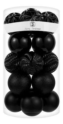 Adornos De Bolas De Navidad (8cm Negro) 20un 0