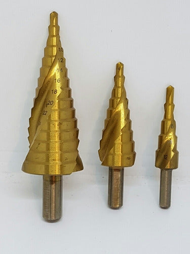 Titanium Coated Step Drill Bit Set for Metals - Diagonal Cutting Edge 4