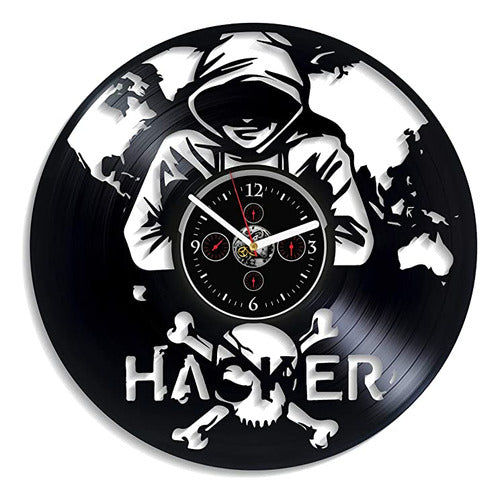 Hacker Vintage Vinyl Wall Clock - Retro R 0