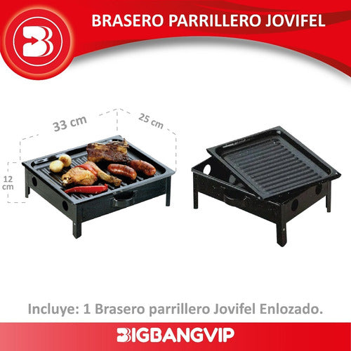 Enamelled Jovifel Grill Brazier 33x25 Barbecue Chicken Veggie Roast 1