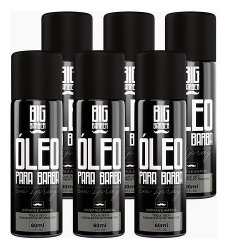 Óleo Para Barba Spray Big Barber 60ml Hidrata Fio Com 6 Unid 0